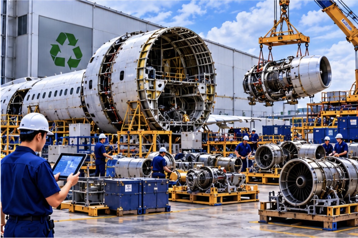 飛機拆解、引擎回收與零組件再利用作業